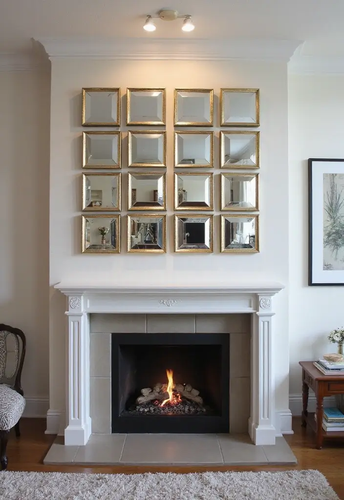 30+ Mirror Wall Decor Ideas to Brighten and Enlarge Your Living Room Instantly - 7. Decorative Mirror Panels for Texture