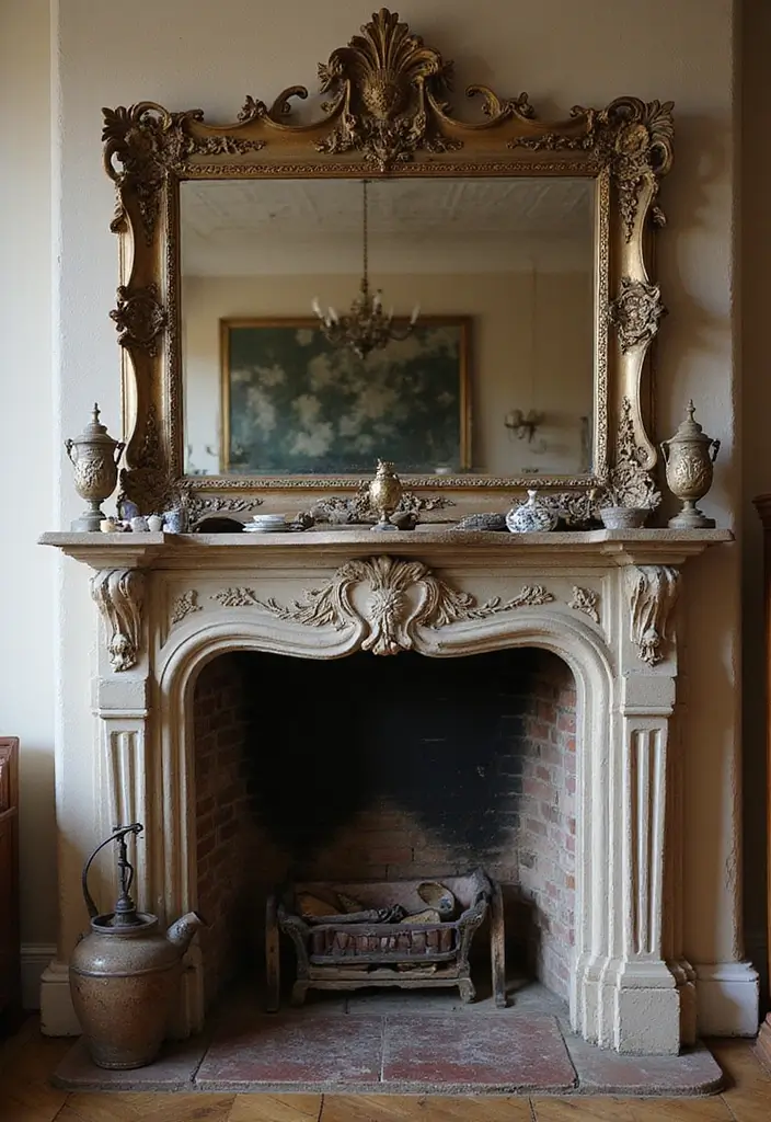 30+ Mirror Wall Decor Ideas to Brighten and Enlarge Your Living Room Instantly - 8. Antique Mirrors for a Timeless Touch