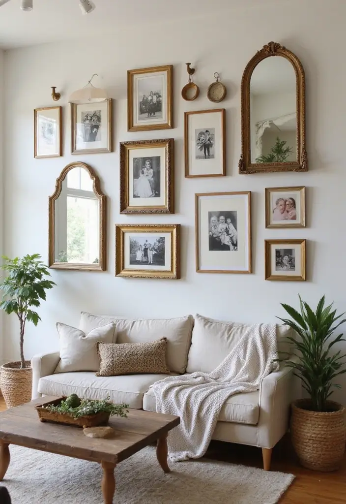 30+ Mirror Wall Decor with Pictures for a Personalized Gallery Feel 10 30+ Mirror Wall Decor with Pictures for a Personalized Gallery Feel - 10. Family Gallery with Personal Touches