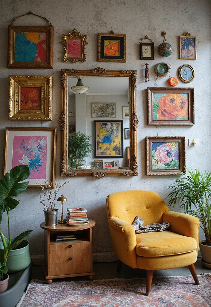 30+ Mirror Wall Decor with Pictures for a Personalized Gallery Feel 13 30+ Mirror Wall Decor with Pictures for a Personalized Gallery Feel - 13. Mirrors and Artwork Combination