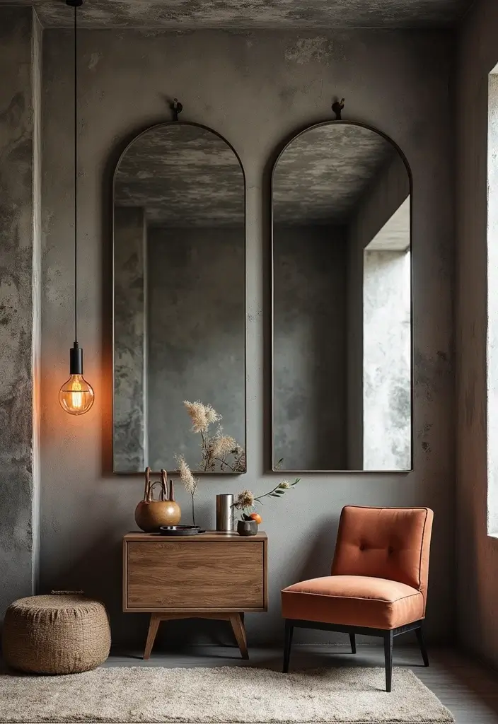 30+ Mirror Wall Decor with Pictures for a Personalized Gallery Feel 24 30+ Mirror Wall Decor with Pictures for a Personalized Gallery Feel - 24. Industrial Edge with Metal Frames