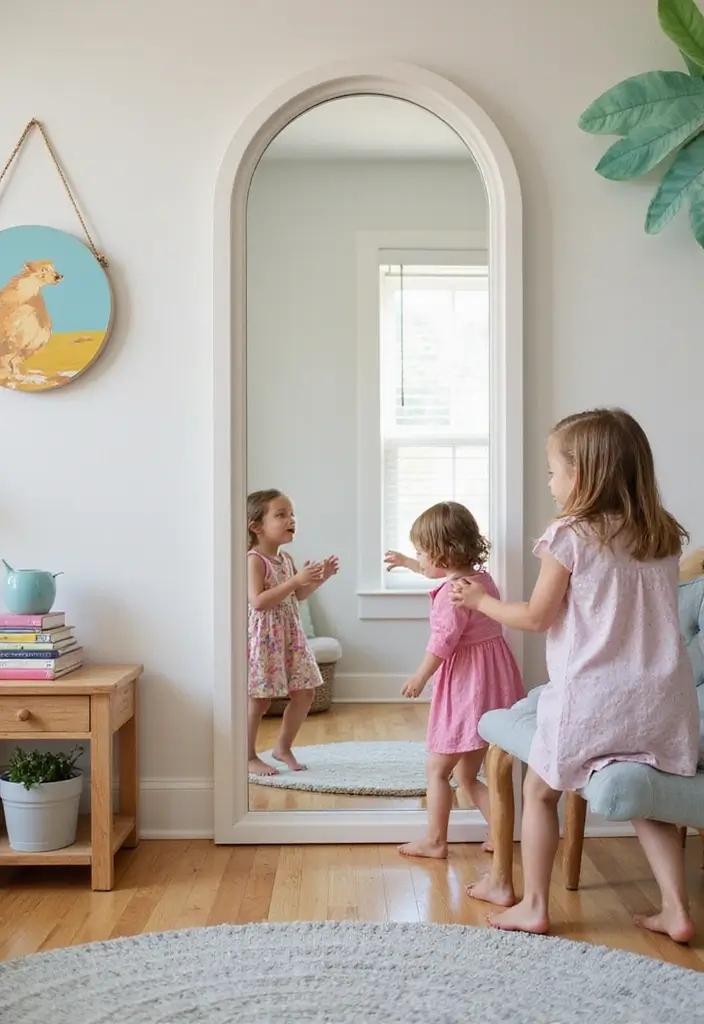 30+ Mirror Wall Decor with Pictures for a Personalized Gallery Feel 25 30+ Mirror Wall Decor with Pictures for a Personalized Gallery Feel - 25. Family-Friendly Spaces with Durable Mirrors