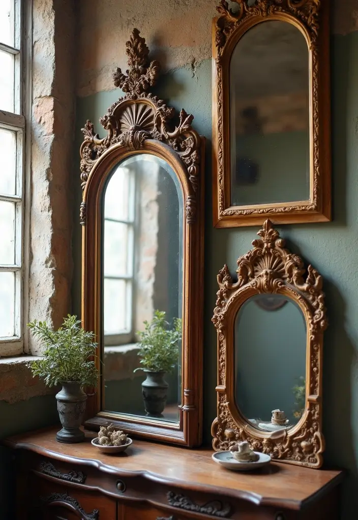 30+ Mirror Wall Decor with Pictures for a Personalized Gallery Feel 3 30+ Mirror Wall Decor with Pictures for a Personalized Gallery Feel - 3. Vintage Finds for Timeless Appeal
