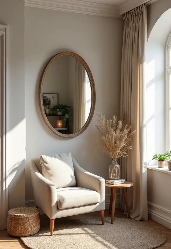 30+ Mirror Wall Decor with Pictures for a Personalized Gallery Feel 6 30+ Mirror Wall Decor with Pictures for a Personalized Gallery Feel - 6. Cozy Corner Nook with Mirrors