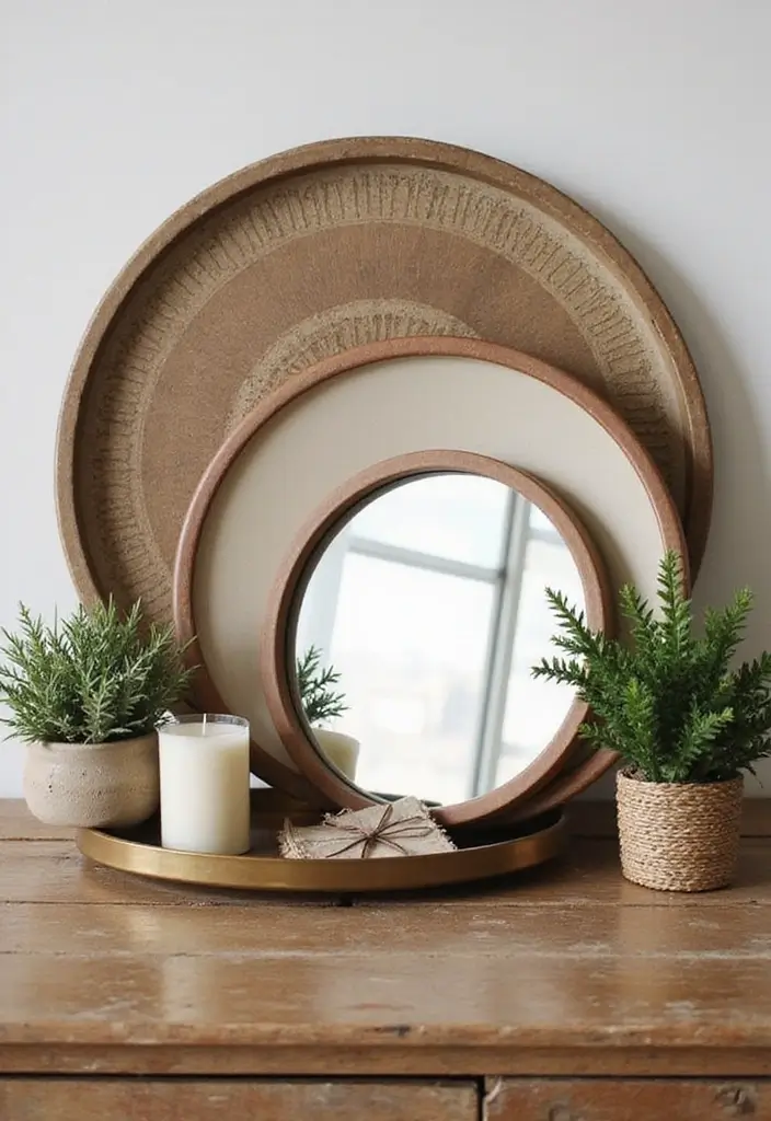 30+ Round Mirror Tray Decor Ideas That Instantly Elevate Your Style 1 30+ Round Mirror Tray Decor Ideas That Instantly Elevate Your Style - 1. Layered Elegance