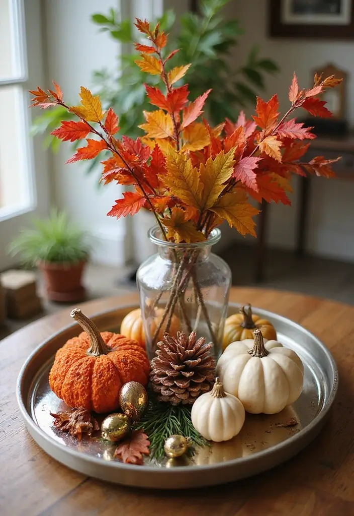 30+ Round Mirror Tray Decor Ideas That Instantly Elevate Your Style 10 30+ Round Mirror Tray Decor Ideas That Instantly Elevate Your Style - 10. Seasonal Displays