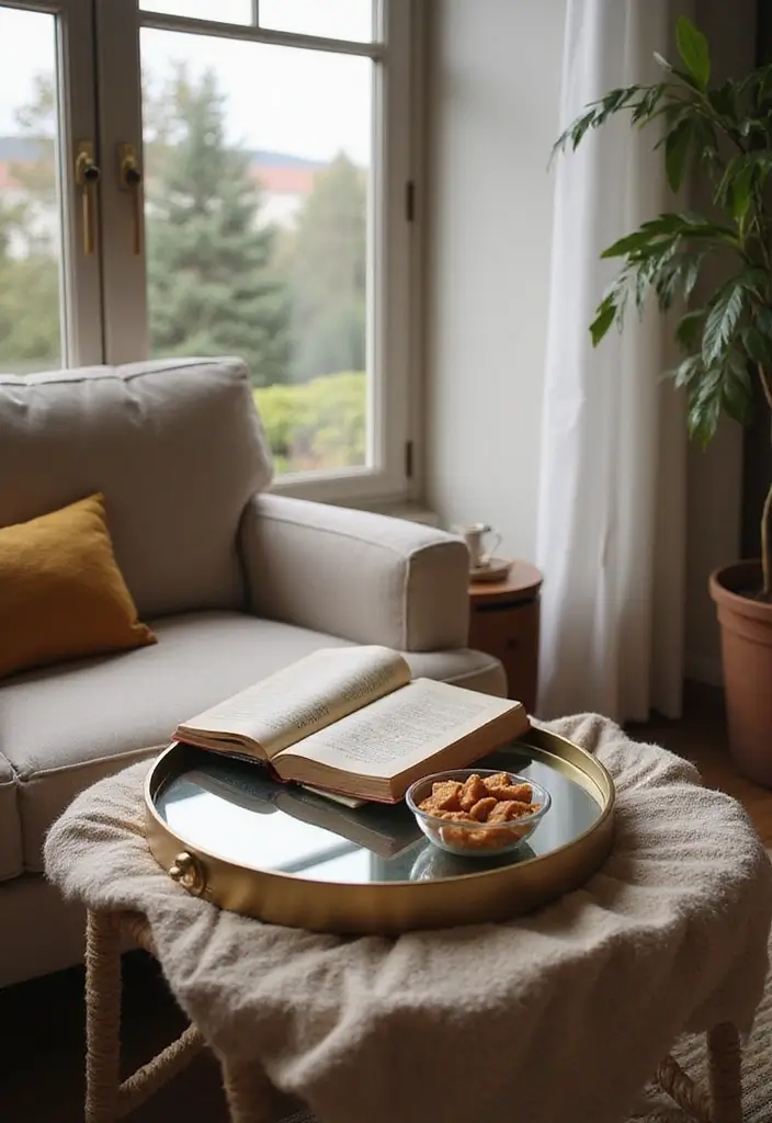 30+ Round Mirror Tray Decor Ideas That Instantly Elevate Your Style 23 30+ Round Mirror Tray Decor Ideas That Instantly Elevate Your Style - 23. Relaxing Reading Nook