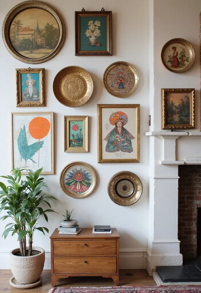 30+ Round Mirror Tray Decor Ideas That Instantly Elevate Your Style 25 30+ Round Mirror Tray Decor Ideas That Instantly Elevate Your Style - 25. Bohemian Gallery Wall
