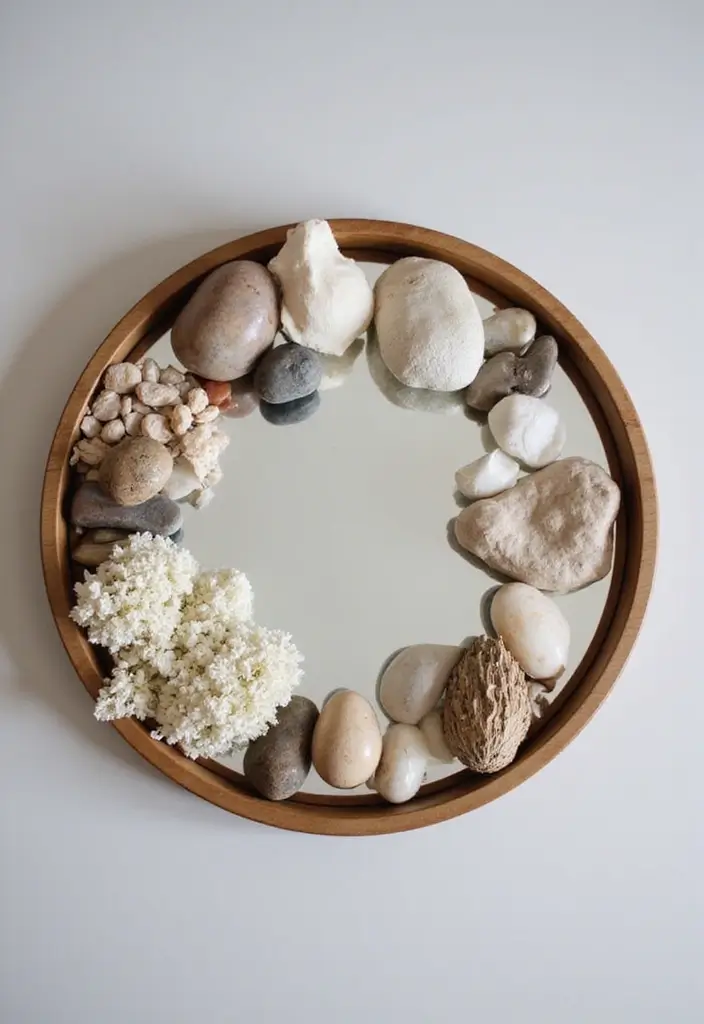 30+ Round Mirror Tray Decor Ideas That Instantly Elevate Your Style 7 30+ Round Mirror Tray Decor Ideas That Instantly Elevate Your Style - 7. Nature-Inspired Decor