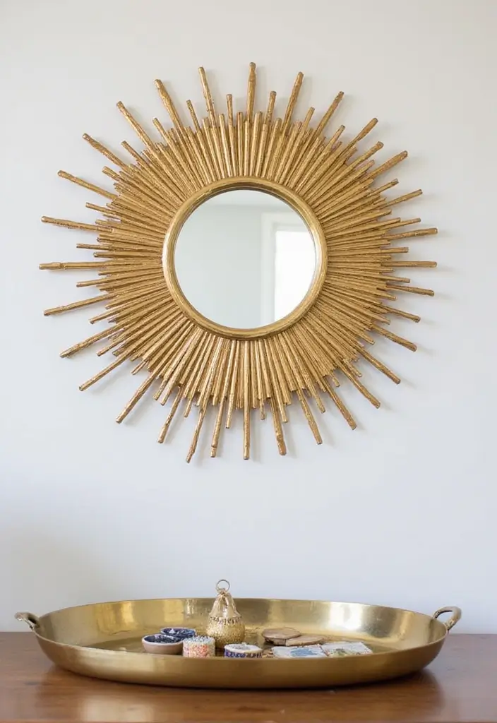 30+ Sunburst Mirror Wall Decor Ideas That Bring Mid-Century Charm 18 30+ Sunburst Mirror Wall Decor Ideas That Bring Mid-Century Charm - 18. Sunburst Mirrors as Art Pieces