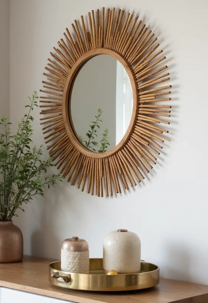 30+ Sunburst Mirror Wall Decor Ideas That Bring Mid-Century Charm 20 30+ Sunburst Mirror Wall Decor Ideas That Bring Mid-Century Charm - 20. Textured Sunburst Mirrors