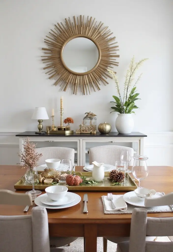 30+ Sunburst Mirror Wall Decor Ideas That Bring Mid-Century Charm 25 30+ Sunburst Mirror Wall Decor Ideas That Bring Mid-Century Charm - 25. Sunburst Mirrors in Dining Areas