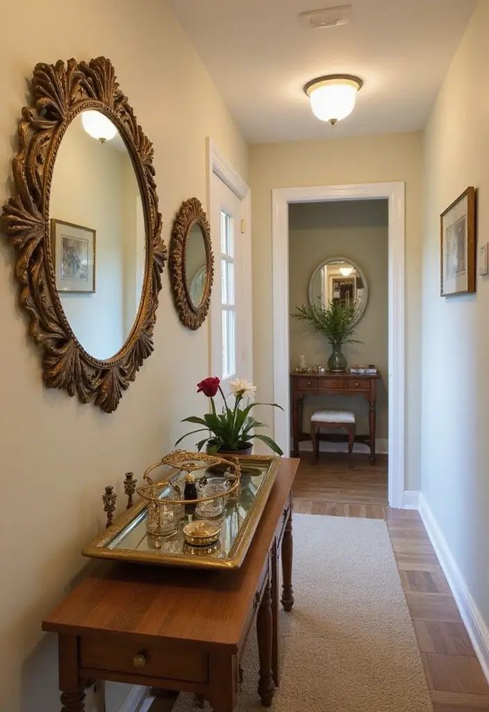 30+ Sunburst Mirror Wall Decor Ideas That Bring Mid-Century Charm 6 30+ Sunburst Mirror Wall Decor Ideas That Bring Mid-Century Charm - 6. Vintage Vibes with Antique Sunburst Mirrors