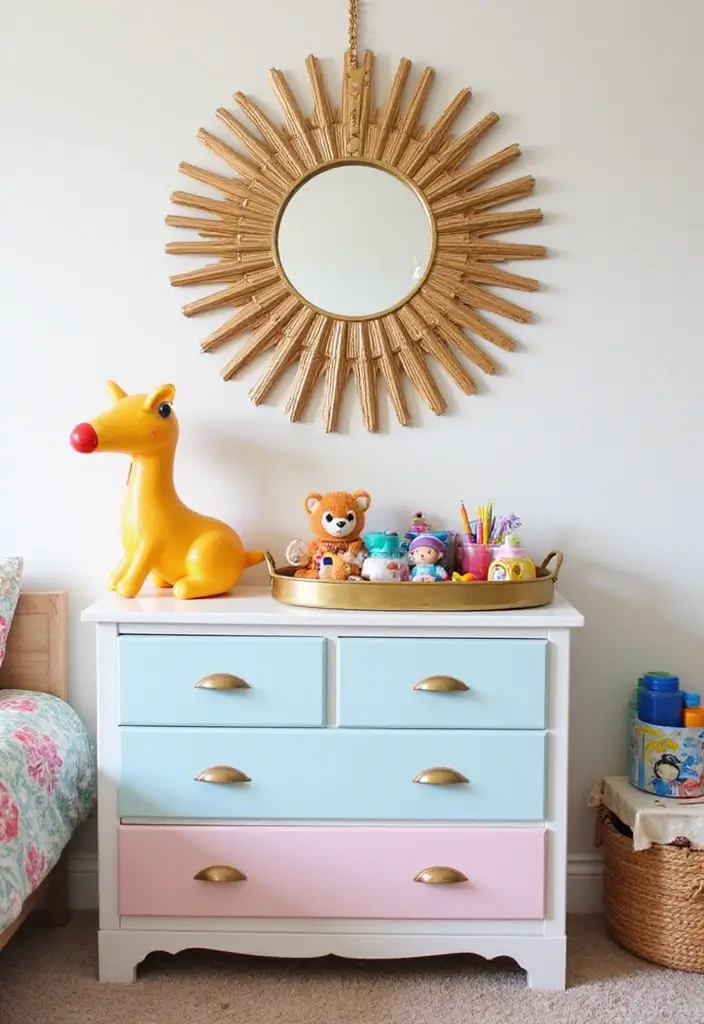 30+ Sunburst Mirror Wall Decor Ideas That Bring Mid-Century Charm 8 30+ Sunburst Mirror Wall Decor Ideas That Bring Mid-Century Charm - 8. Sunburst Mirrors in Kids' Rooms