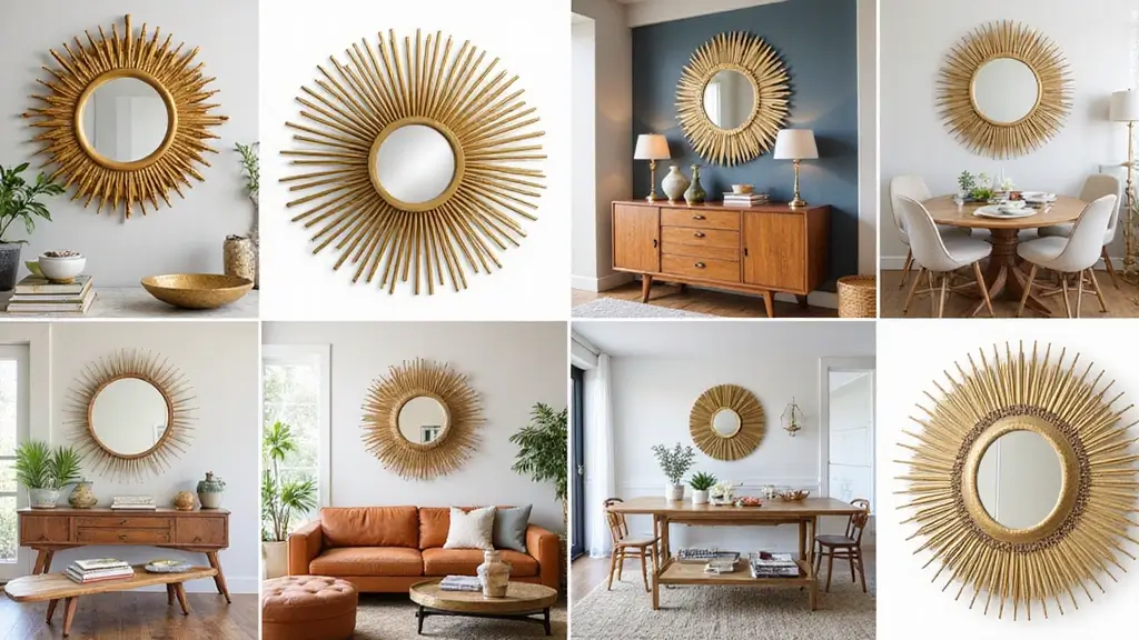 30+ Sunburst Mirror Wall Decor Ideas That Bring Mid-Century Charm