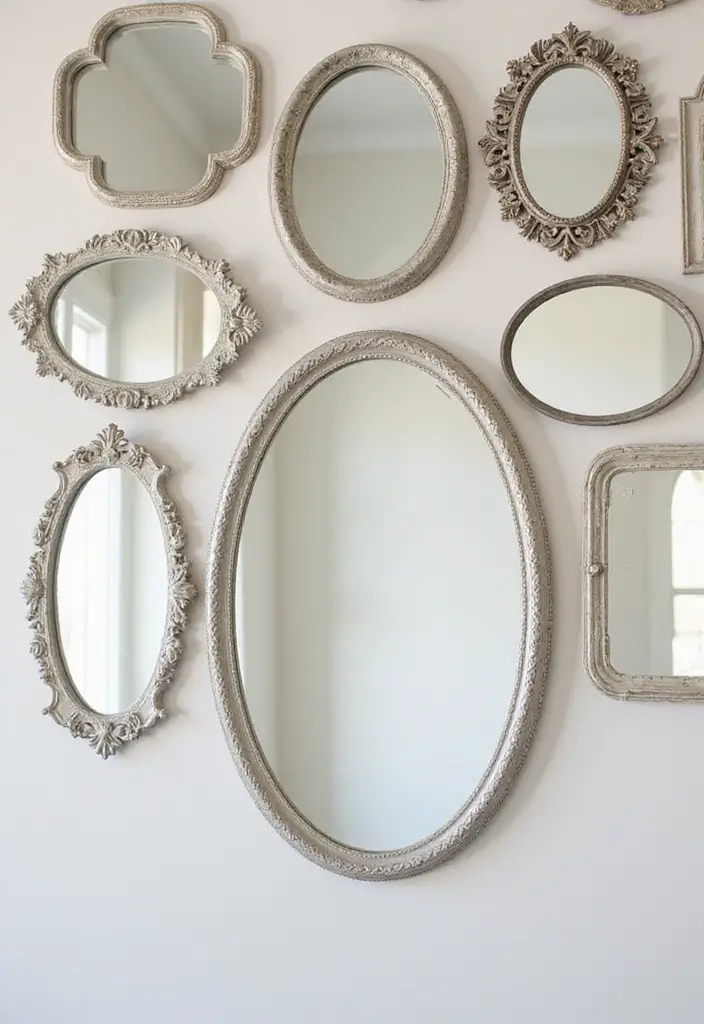 30+ Wall Decor Ideas with Mirror for Chic and Bright Interiors 22 30+ Wall Decor Ideas with Mirror for Chic and Bright Interiors - 22. Layered Mirrors