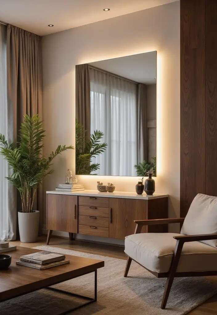 30+ Wall Mirror Decor Ideas to Reflect More Light and Style in Your Home 12 30+ Wall Mirror Decor Ideas to Reflect More Light and Style in Your Home - 12. Backlit Mirrors