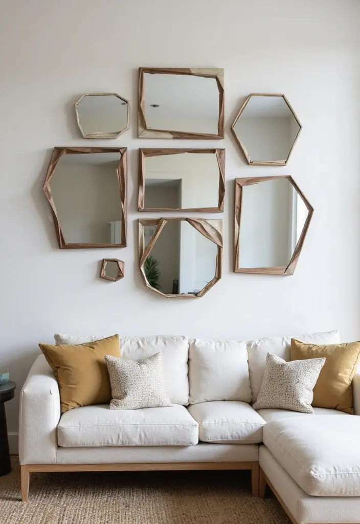 30+ Wall Mirror Decor Ideas to Reflect More Light and Style in Your Home 13 30+ Wall Mirror Decor Ideas to Reflect More Light and Style in Your Home - 13. Asymmetrical Designs