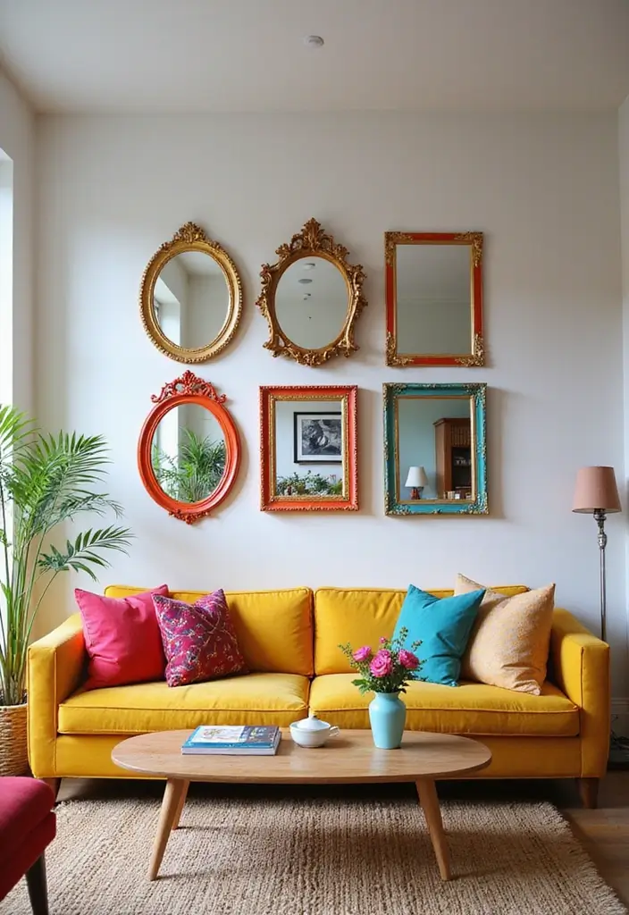 30+ Wall Mirror Decor Ideas to Reflect More Light and Style in Your Home 15 30+ Wall Mirror Decor Ideas to Reflect More Light and Style in Your Home - 15. Incorporate Mirror Decor with Color