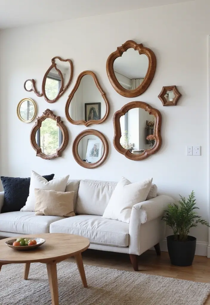 30+ Wall Mirror Decor Ideas to Reflect More Light and Style in Your Home 2 30+ Wall Mirror Decor Ideas to Reflect More Light and Style in Your Home - 2. Mirrors with Unique Shapes