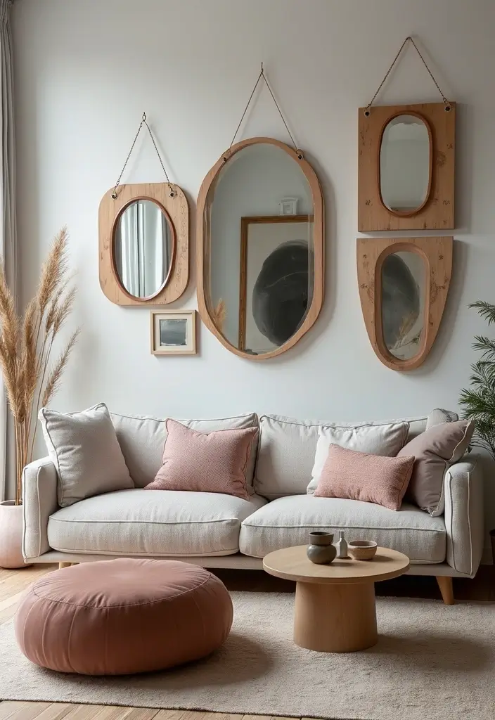 30+ Wall Mirror Decor Ideas to Reflect More Light and Style in Your Home 23 30+ Wall Mirror Decor Ideas to Reflect More Light and Style in Your Home - 23. Reflective Wall Art