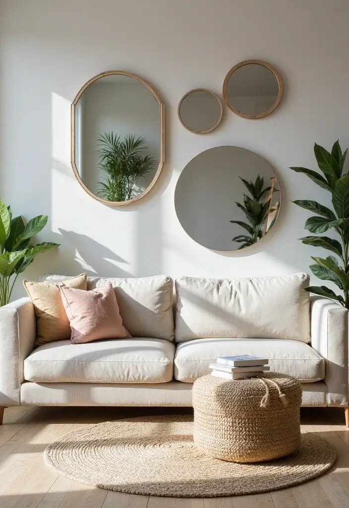 30+ Wall Mirror Decor Ideas to Reflect More Light and Style in Your Home 24 30+ Wall Mirror Decor Ideas to Reflect More Light and Style in Your Home - 24. Blend with Nature
