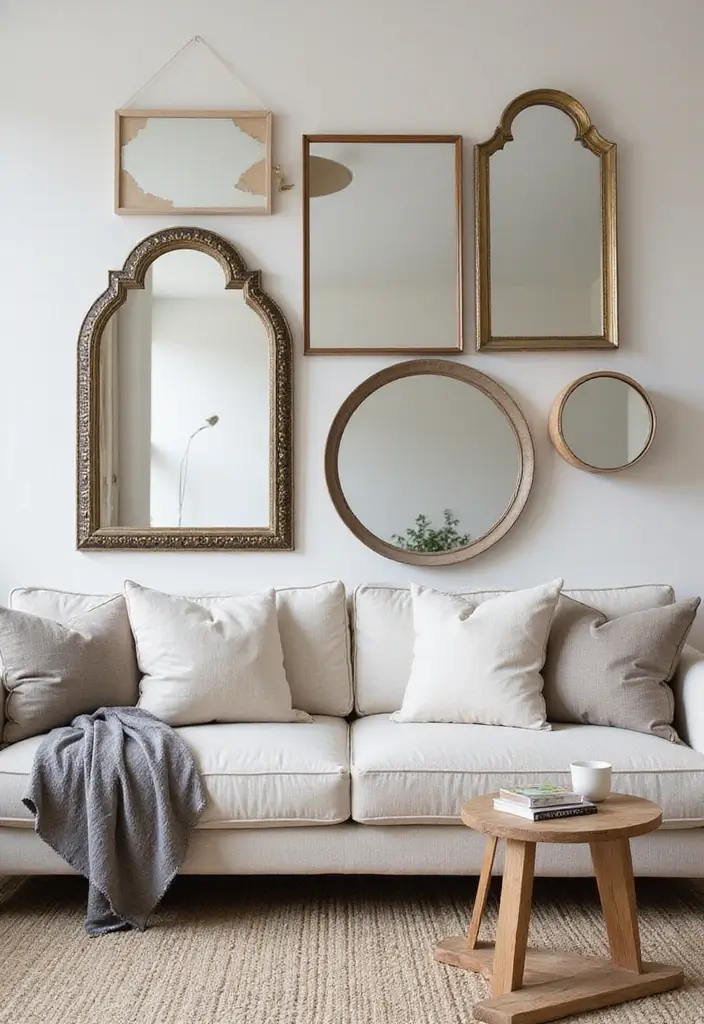 30+ Wall Mirror Decor Ideas to Reflect More Light and Style in Your Home 6 30+ Wall Mirror Decor Ideas to Reflect More Light and Style in Your Home - 6. Layered Mirrors